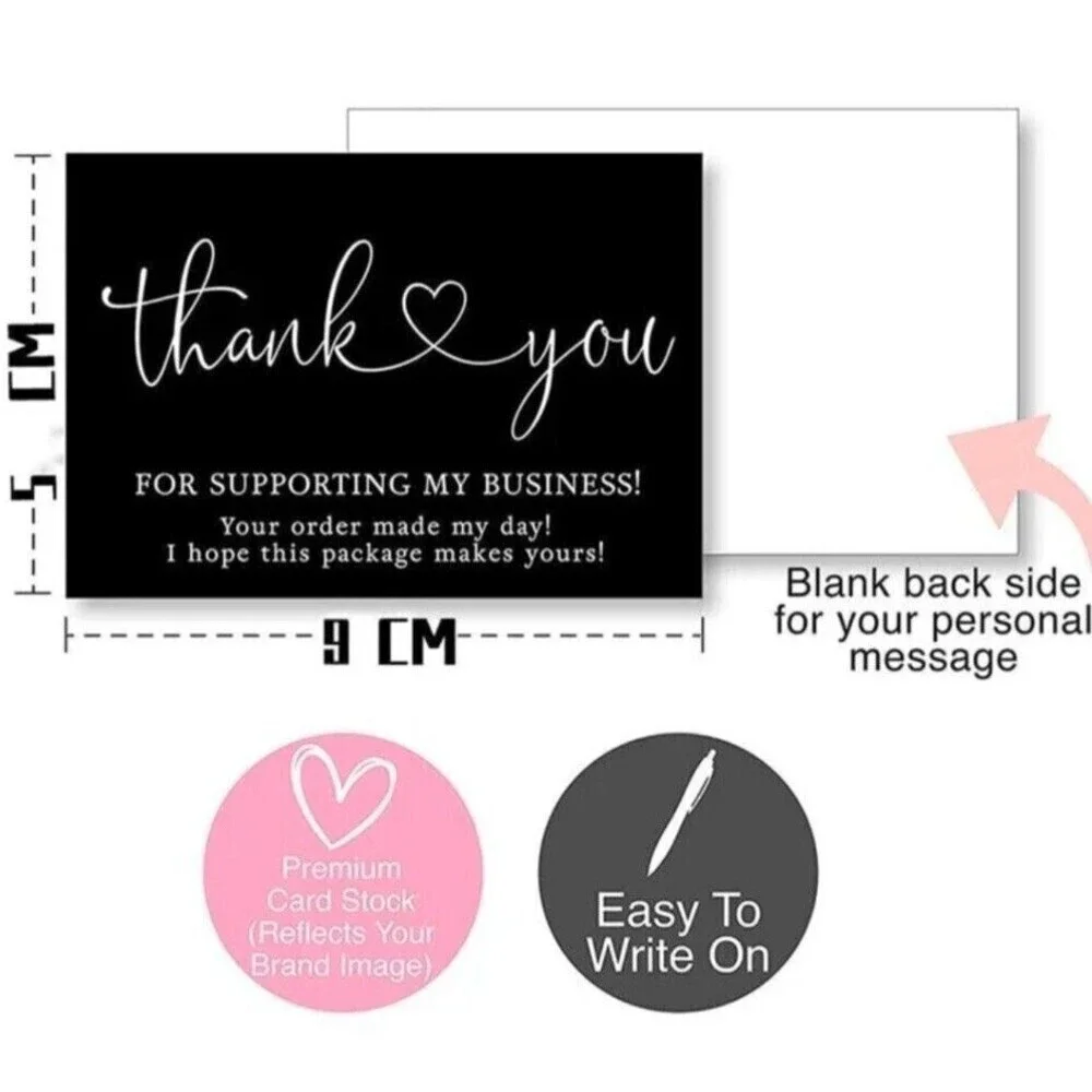 50 Seller Thank You Cards Black or Pink NEW